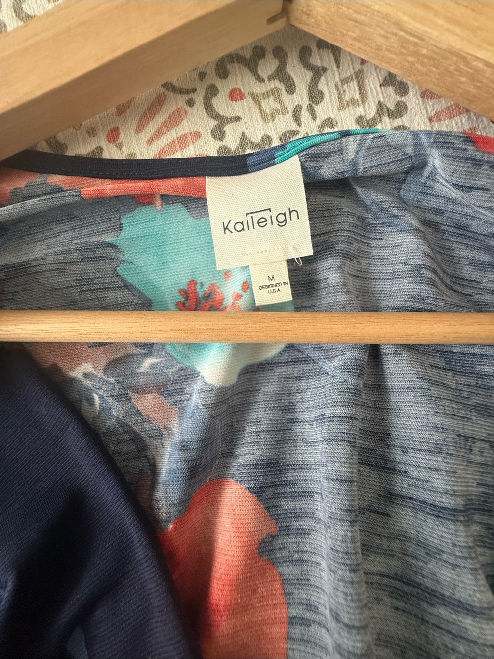 Kaileigh Romper with Teal & Coral Floral Print - Picture 3 of 3